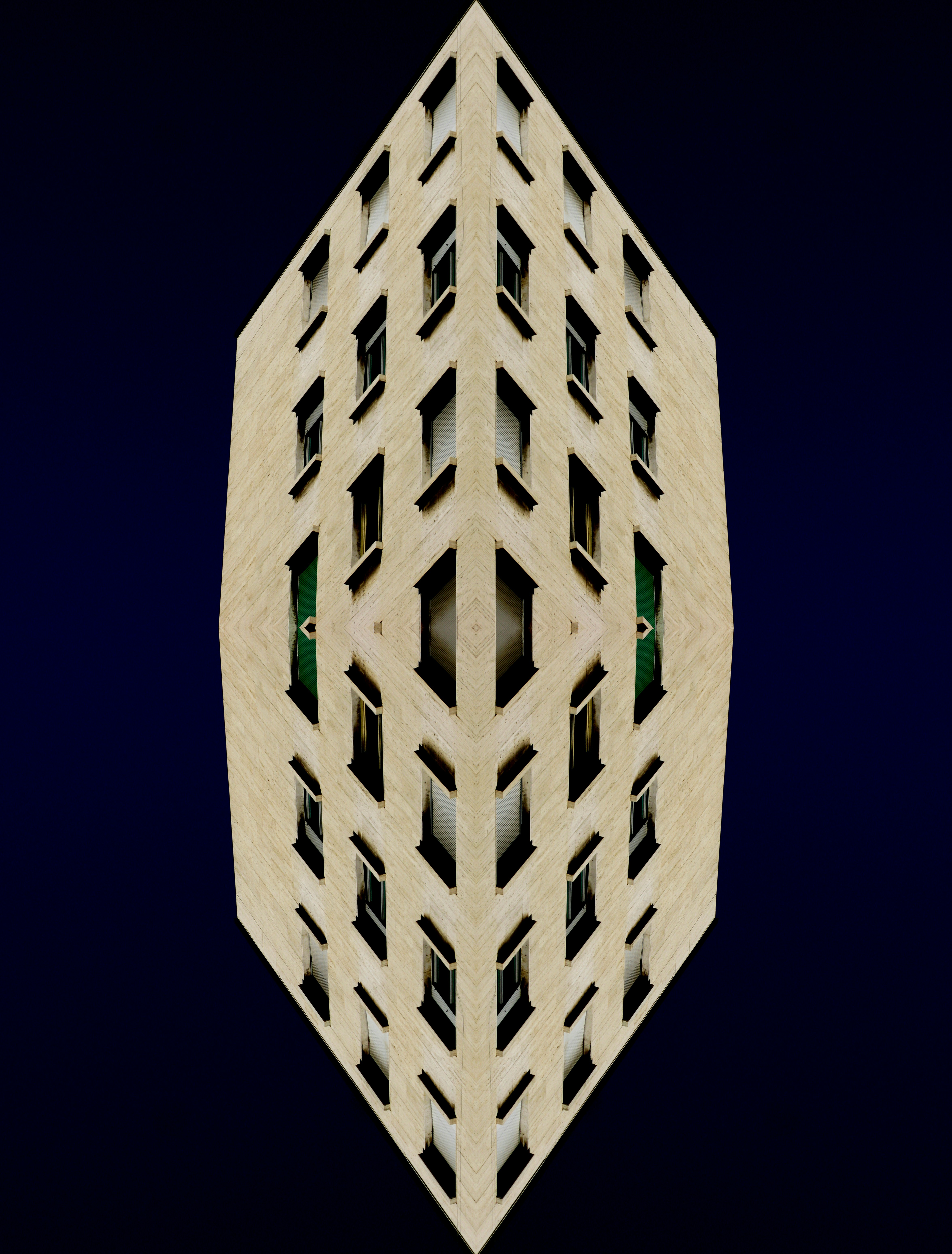 a wooden object with a green light in the middle of it